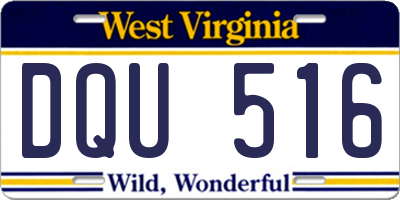 WV license plate DQU516