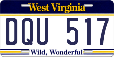 WV license plate DQU517