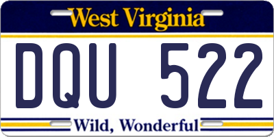 WV license plate DQU522