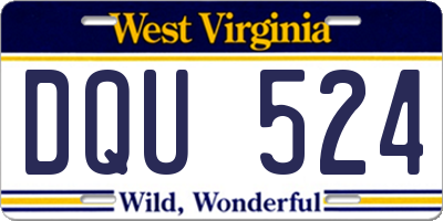 WV license plate DQU524