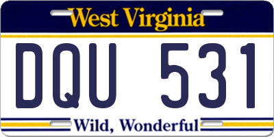 WV license plate DQU531