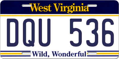 WV license plate DQU536