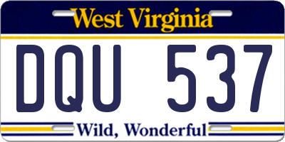 WV license plate DQU537