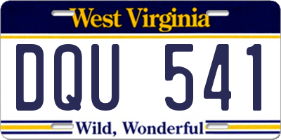 WV license plate DQU541