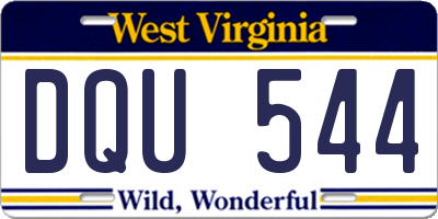 WV license plate DQU544