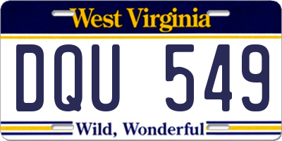 WV license plate DQU549