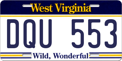 WV license plate DQU553