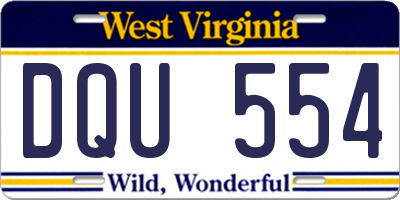 WV license plate DQU554