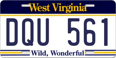 WV license plate DQU561