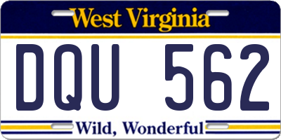 WV license plate DQU562