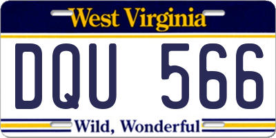 WV license plate DQU566