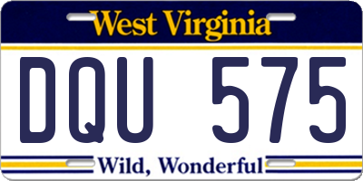 WV license plate DQU575