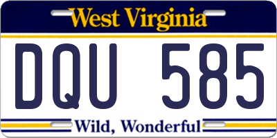 WV license plate DQU585
