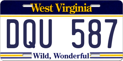 WV license plate DQU587