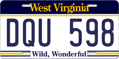 WV license plate DQU598