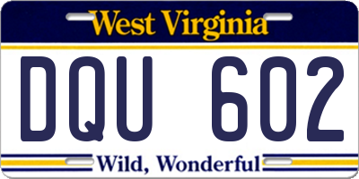 WV license plate DQU602