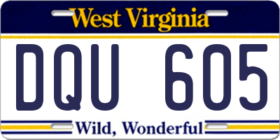 WV license plate DQU605
