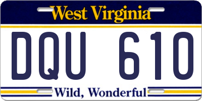 WV license plate DQU610