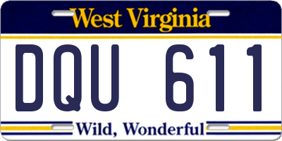 WV license plate DQU611