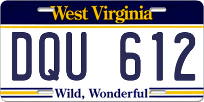 WV license plate DQU612