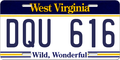 WV license plate DQU616