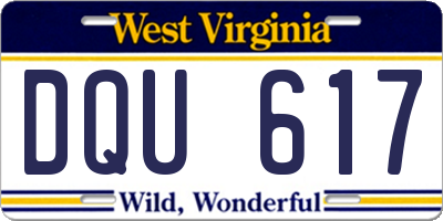 WV license plate DQU617