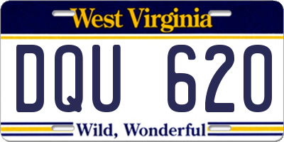 WV license plate DQU620