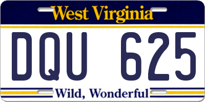 WV license plate DQU625