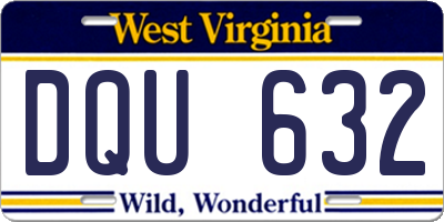 WV license plate DQU632