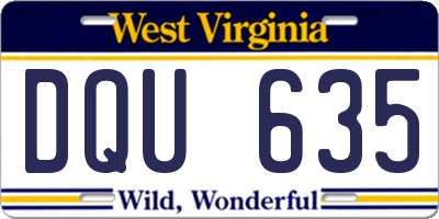 WV license plate DQU635