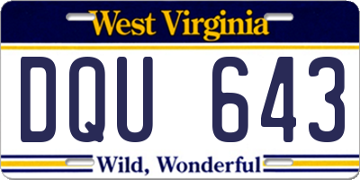 WV license plate DQU643