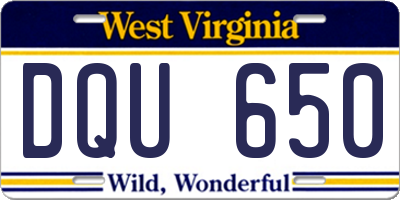 WV license plate DQU650