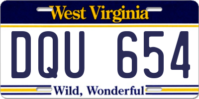 WV license plate DQU654
