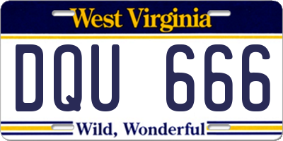 WV license plate DQU666