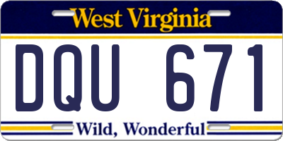 WV license plate DQU671