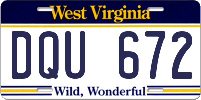 WV license plate DQU672
