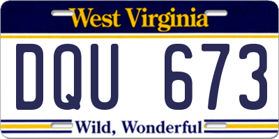 WV license plate DQU673