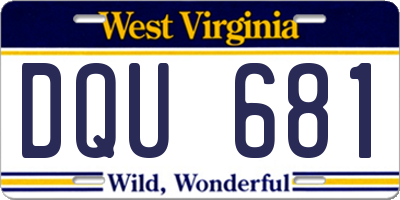 WV license plate DQU681