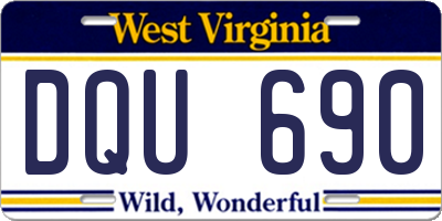 WV license plate DQU690