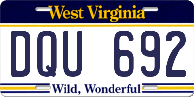 WV license plate DQU692
