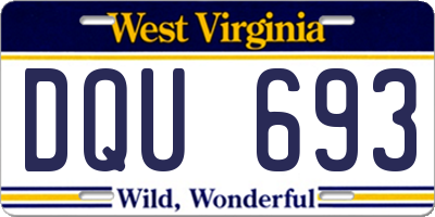 WV license plate DQU693