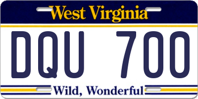 WV license plate DQU700