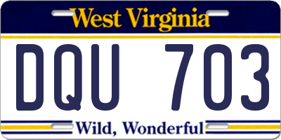 WV license plate DQU703