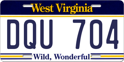 WV license plate DQU704