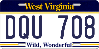 WV license plate DQU708
