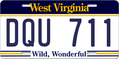 WV license plate DQU711