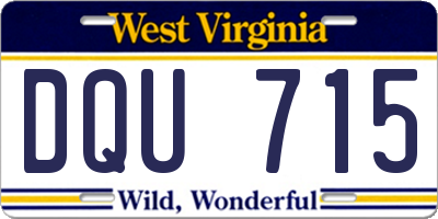 WV license plate DQU715