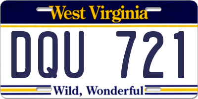 WV license plate DQU721