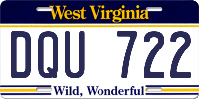 WV license plate DQU722