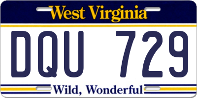 WV license plate DQU729